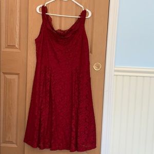 Off the shoulder red lace dress